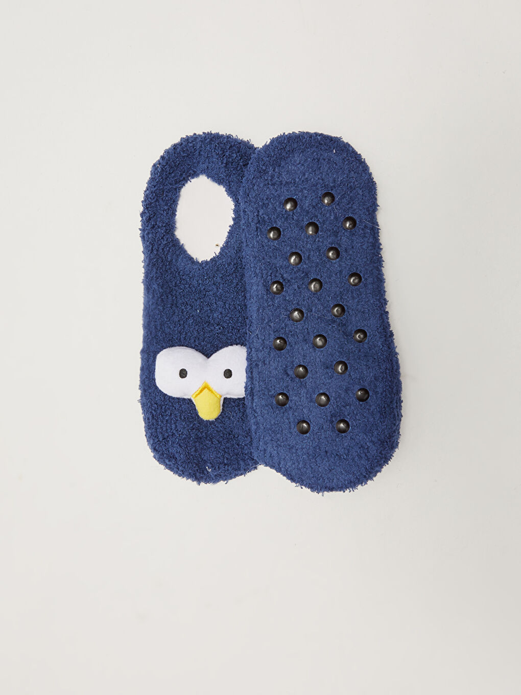 Mavi 3D Figürlü Kaydırmaz Taban Kadın Ev Çorabı-1