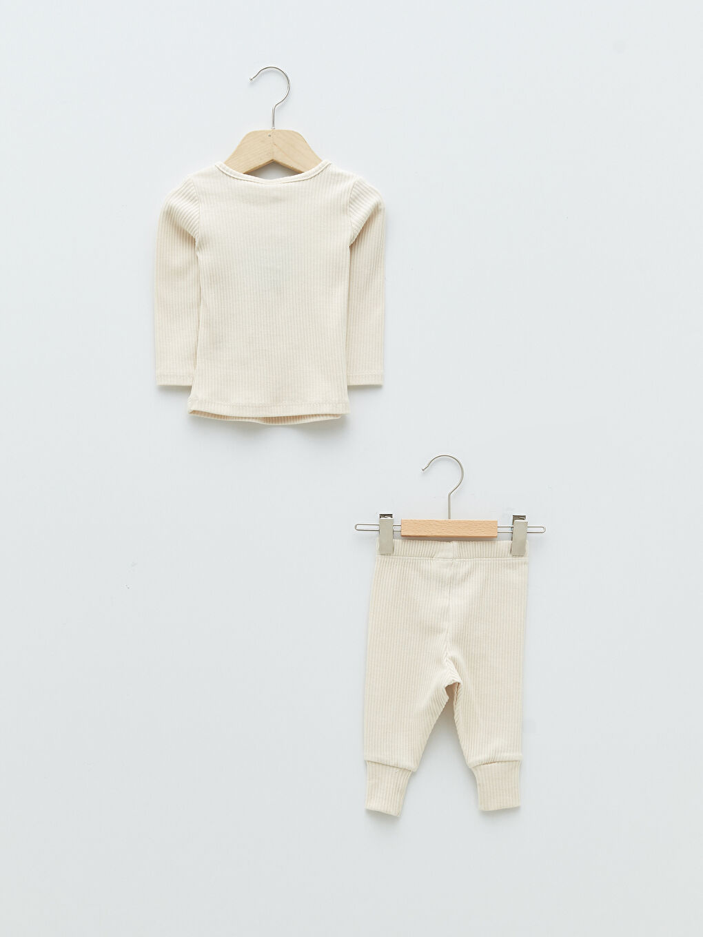 Crew Neck Long Sleeve Basic Baby Girl Pajama Set-1