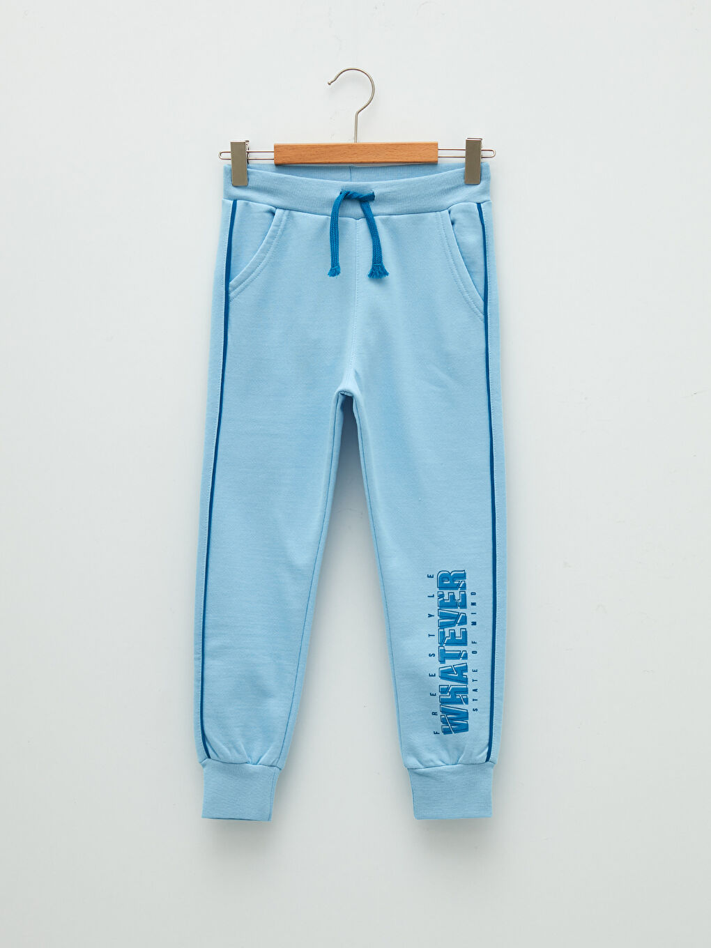 Mavi Beli Lastikli Baskılı Erkek Çocuk Jogger Eşofman Altı