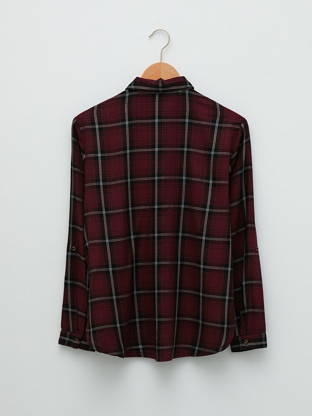 Buttoned Plaid Long Sleeve Viscose Women's Shirt-6