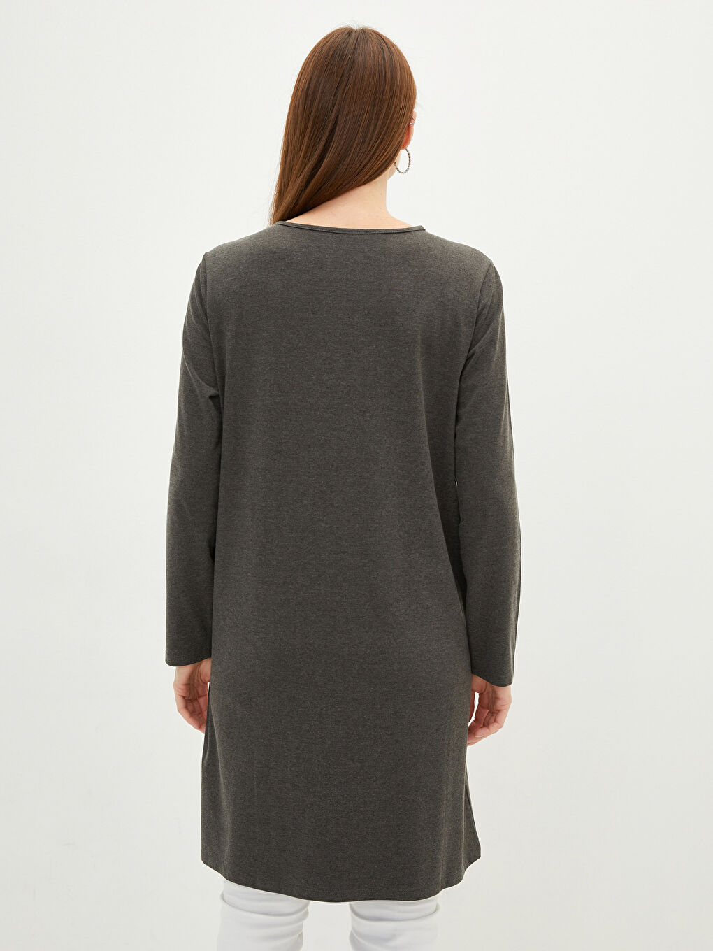 Crew Neck Printed Long Sleeve Women's Tunic-3