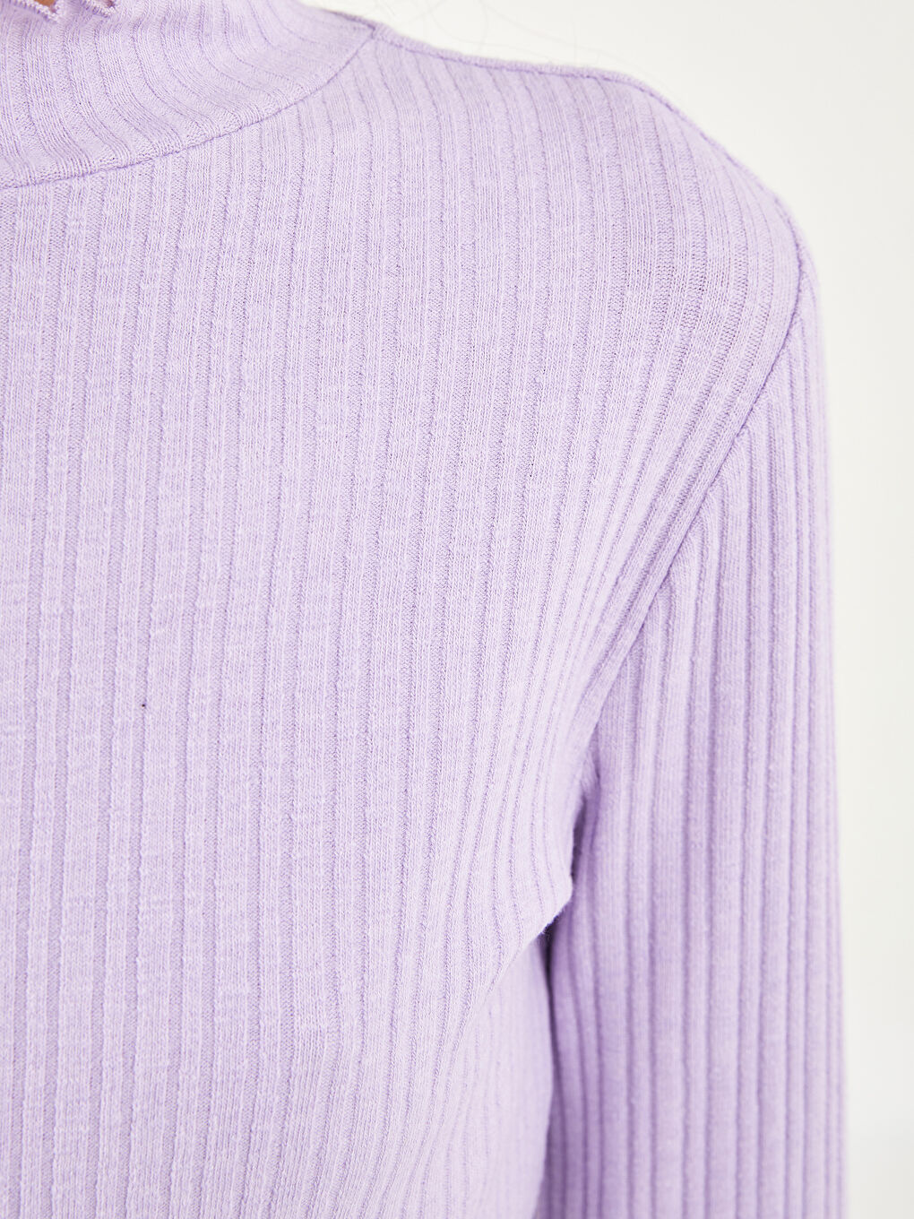 Stand Up Collar Plain Long Sleeve Camisole Fabric Women's Sweater-3