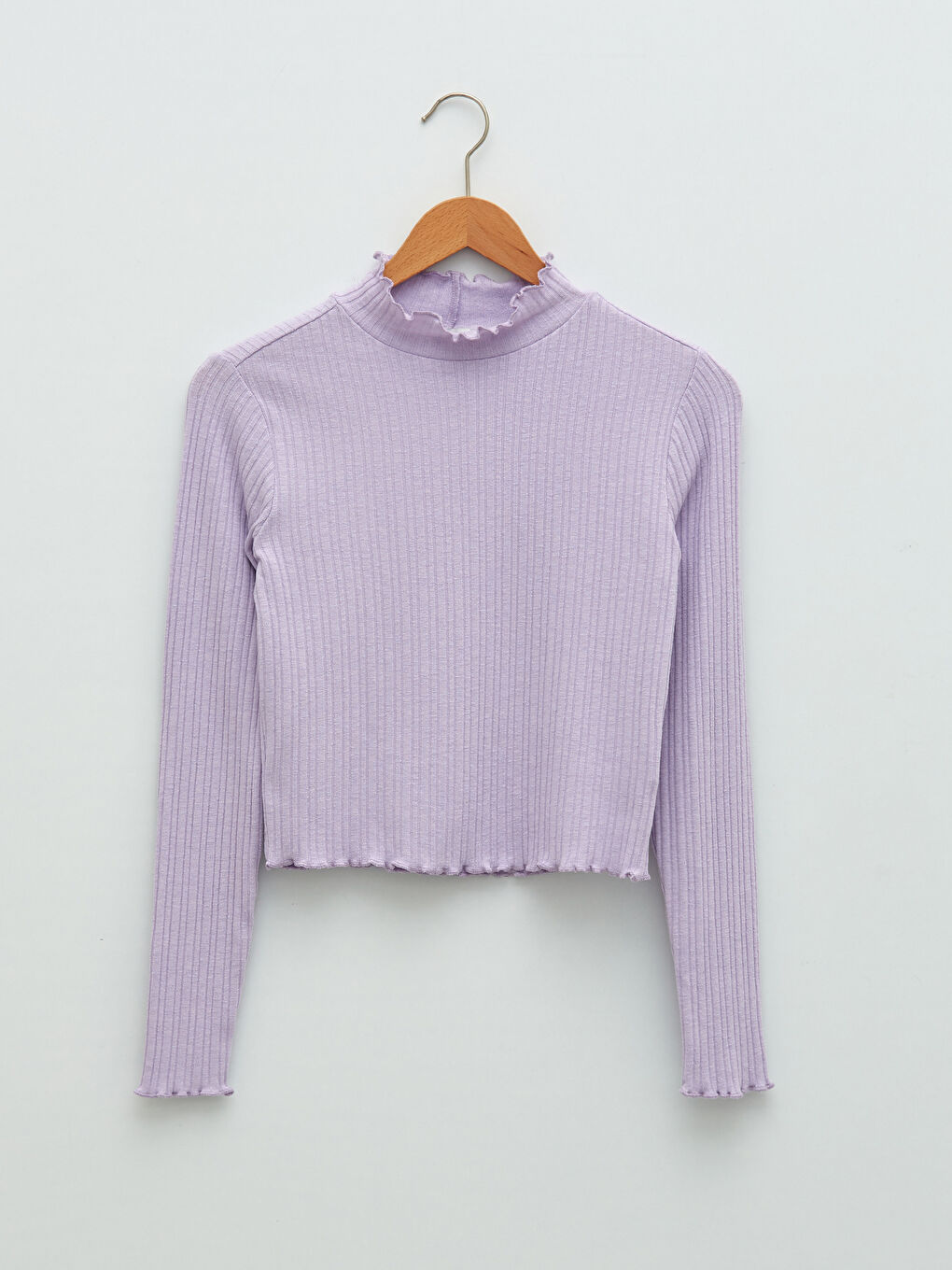 Stand Up Collar Plain Long Sleeve Camisole Fabric Women's Sweater-5