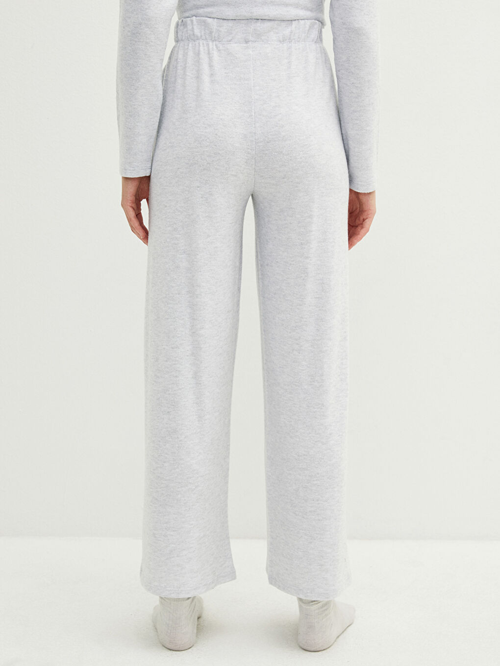 Gri Kadın Beli Lastikli Düz  Pijama Altı-2