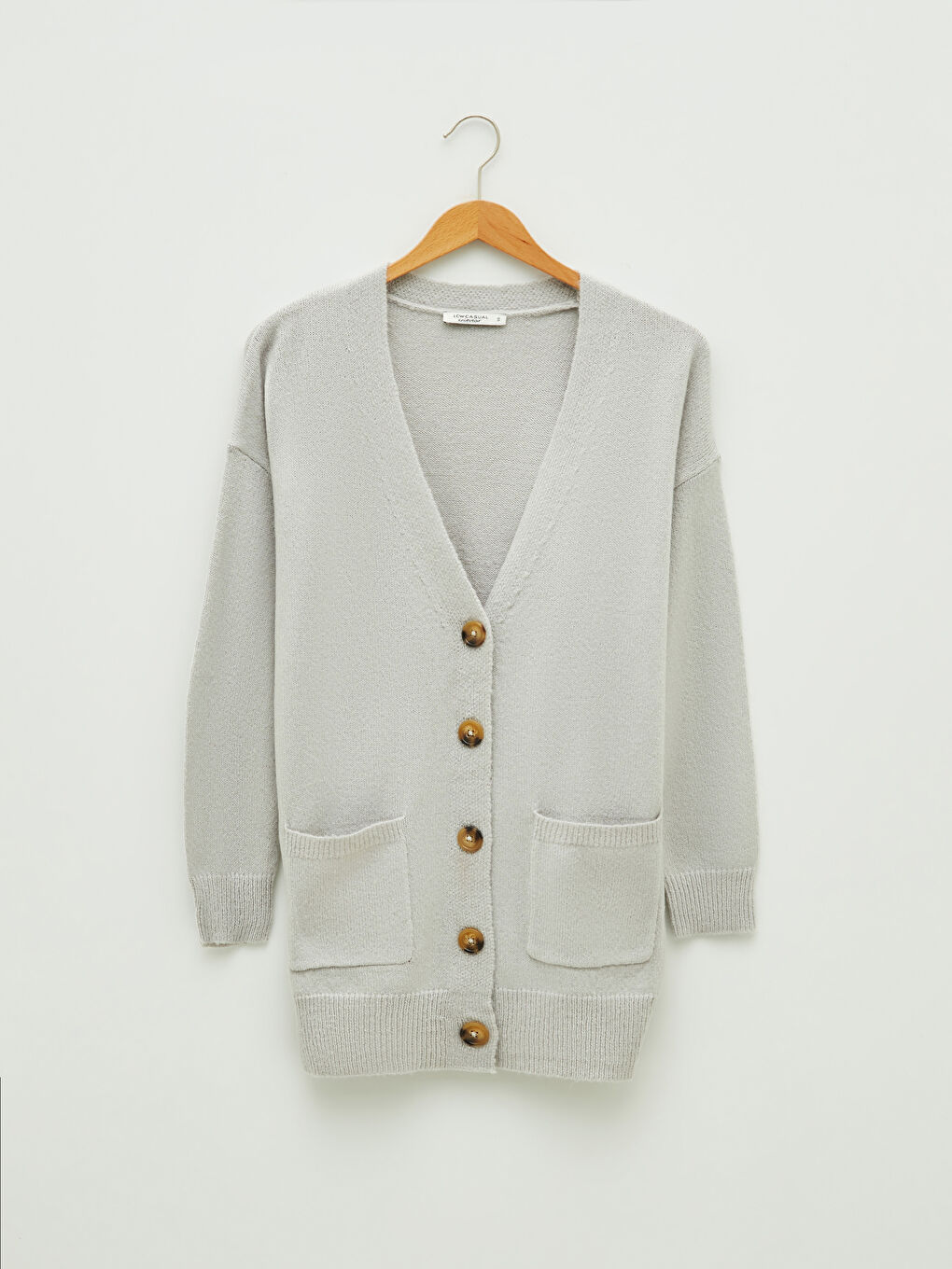 LCW Vision V-Neck Straight Long Sleeved Pocket Detailed Women's Knitwear Cardigan -W1FL40Z8-D5P