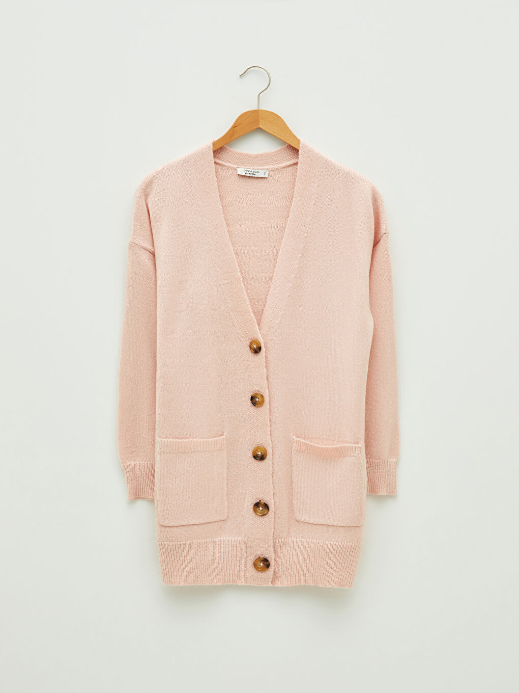 V-Neck Straight Long Sleeved Pocket Detailed Women's Knitwear Cardigan-6