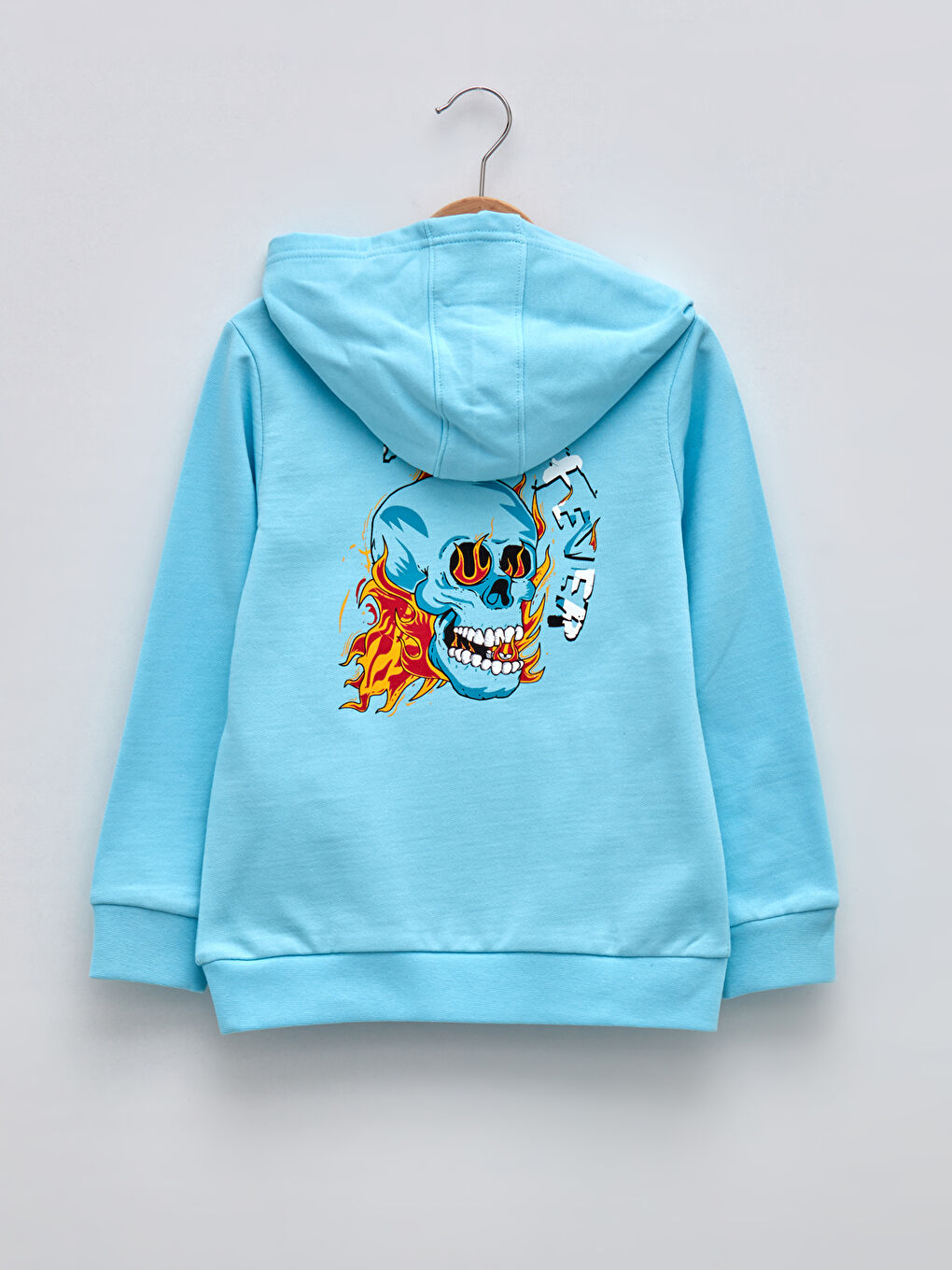 Mavi Kapüşonlu Baskılı Uzun Kollu Erkek Çocuk Sweatshirt-1