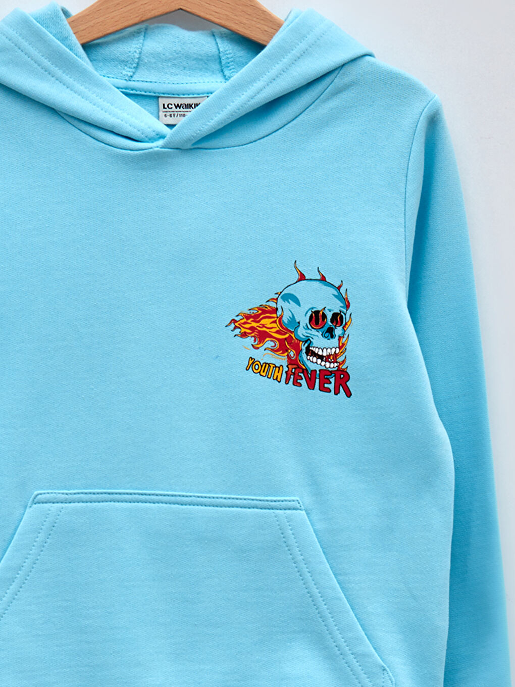 Mavi Kapüşonlu Baskılı Uzun Kollu Erkek Çocuk Sweatshirt-2