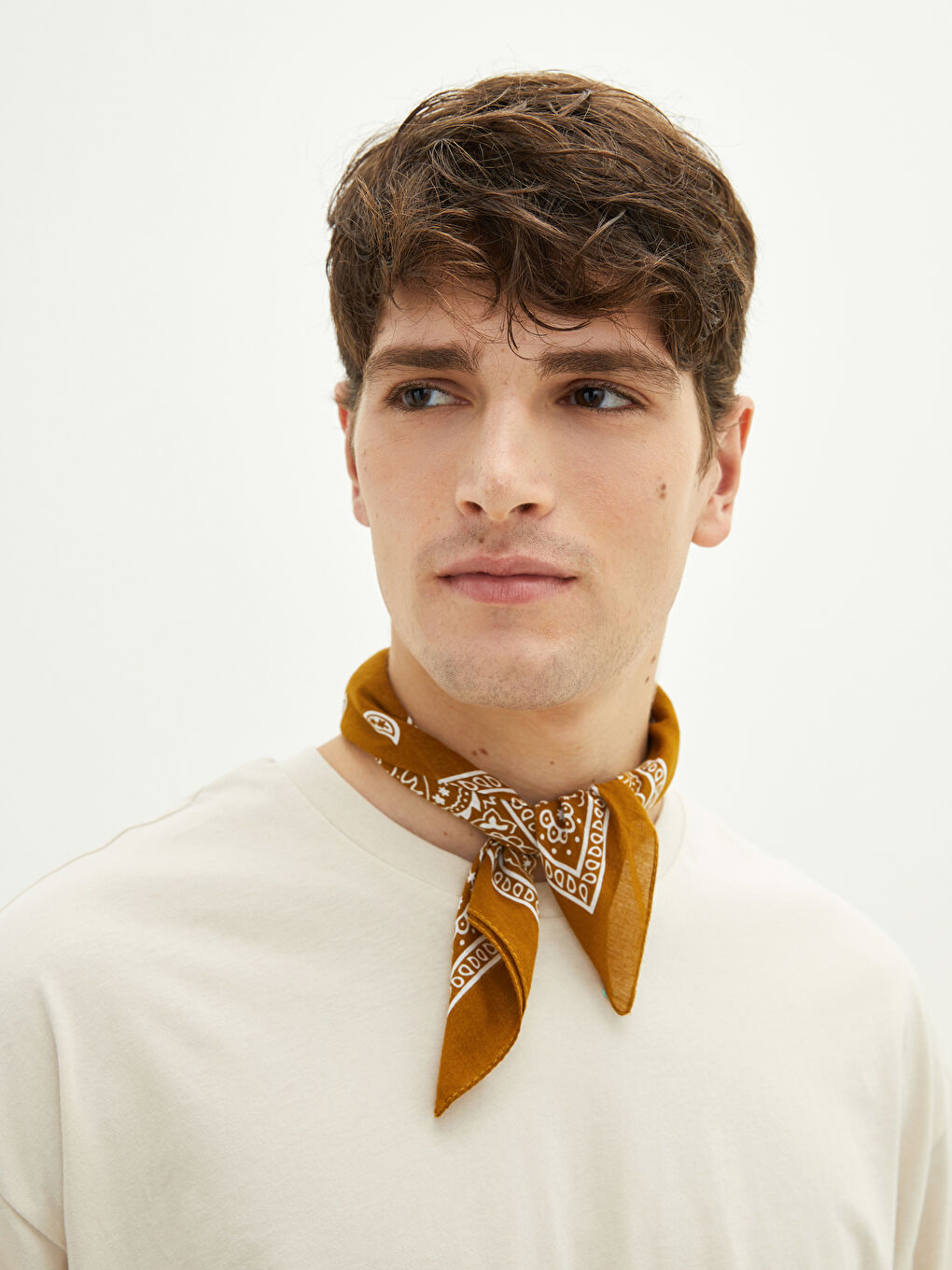 Haki Şal Desenli Erkek Bandana-1