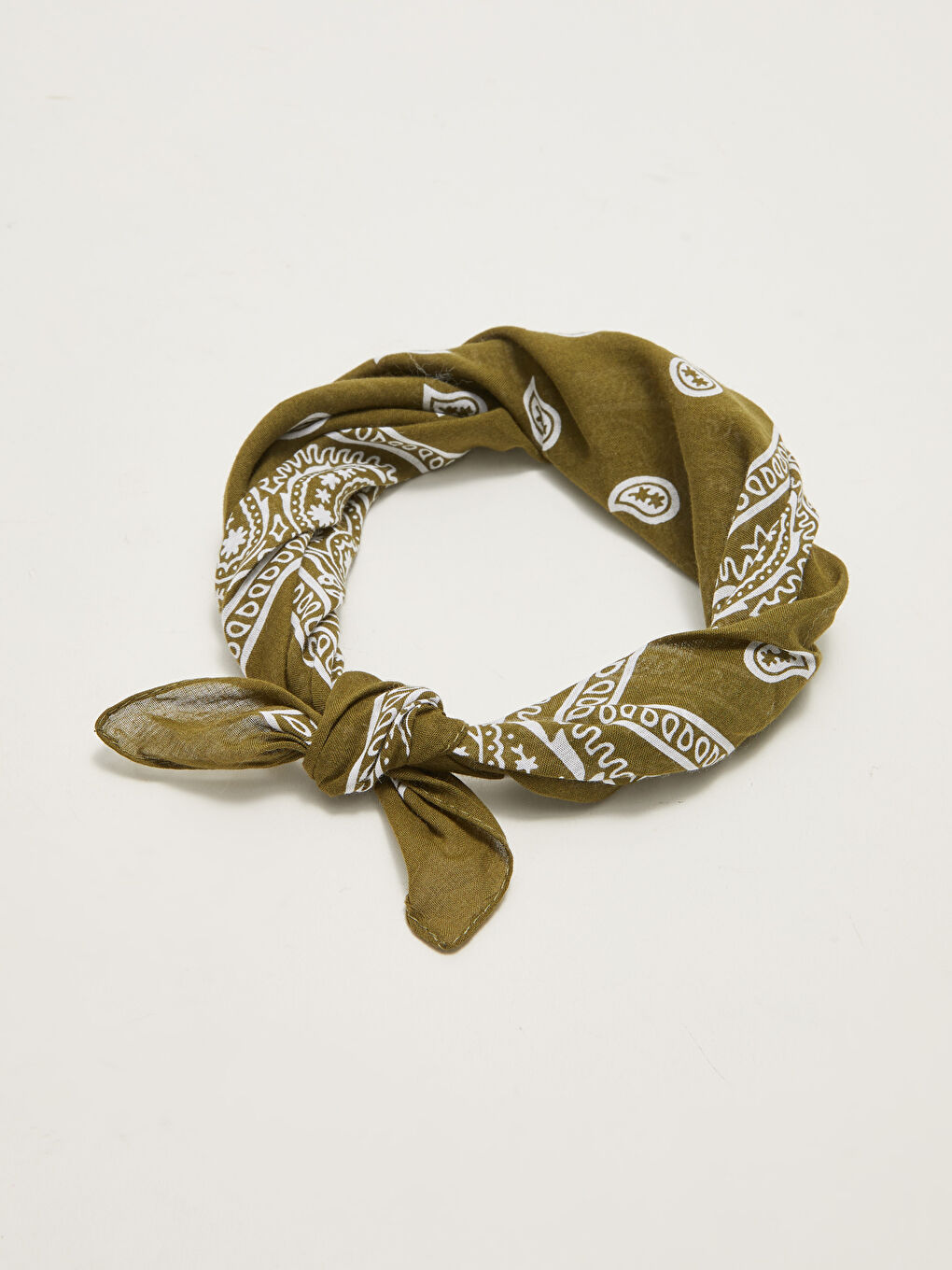 Haki Şal Desenli Erkek Bandana-5