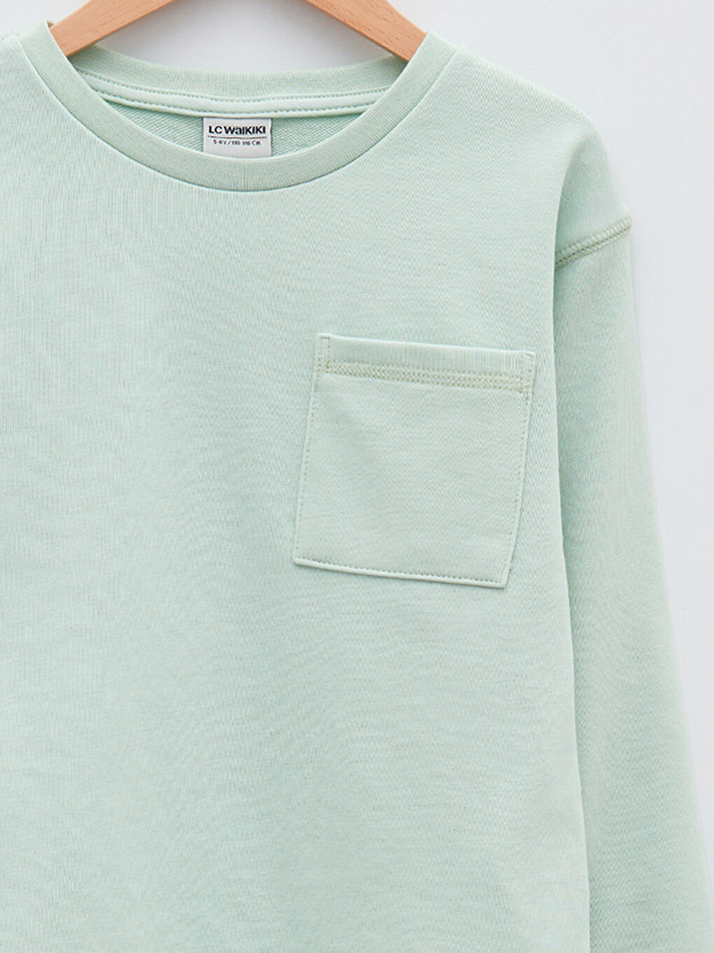 Yeşil Bisiklet Yaka Basic Uzun Kollu Erkek Çocuk Sweatshirt-2