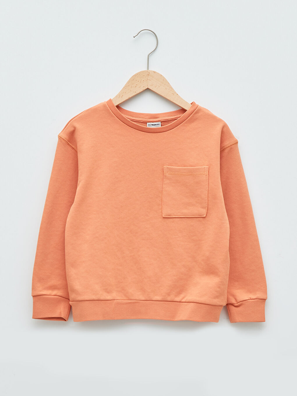 Turuncu Bisiklet Yaka Basic Uzun Kollu Erkek Çocuk Sweatshirt