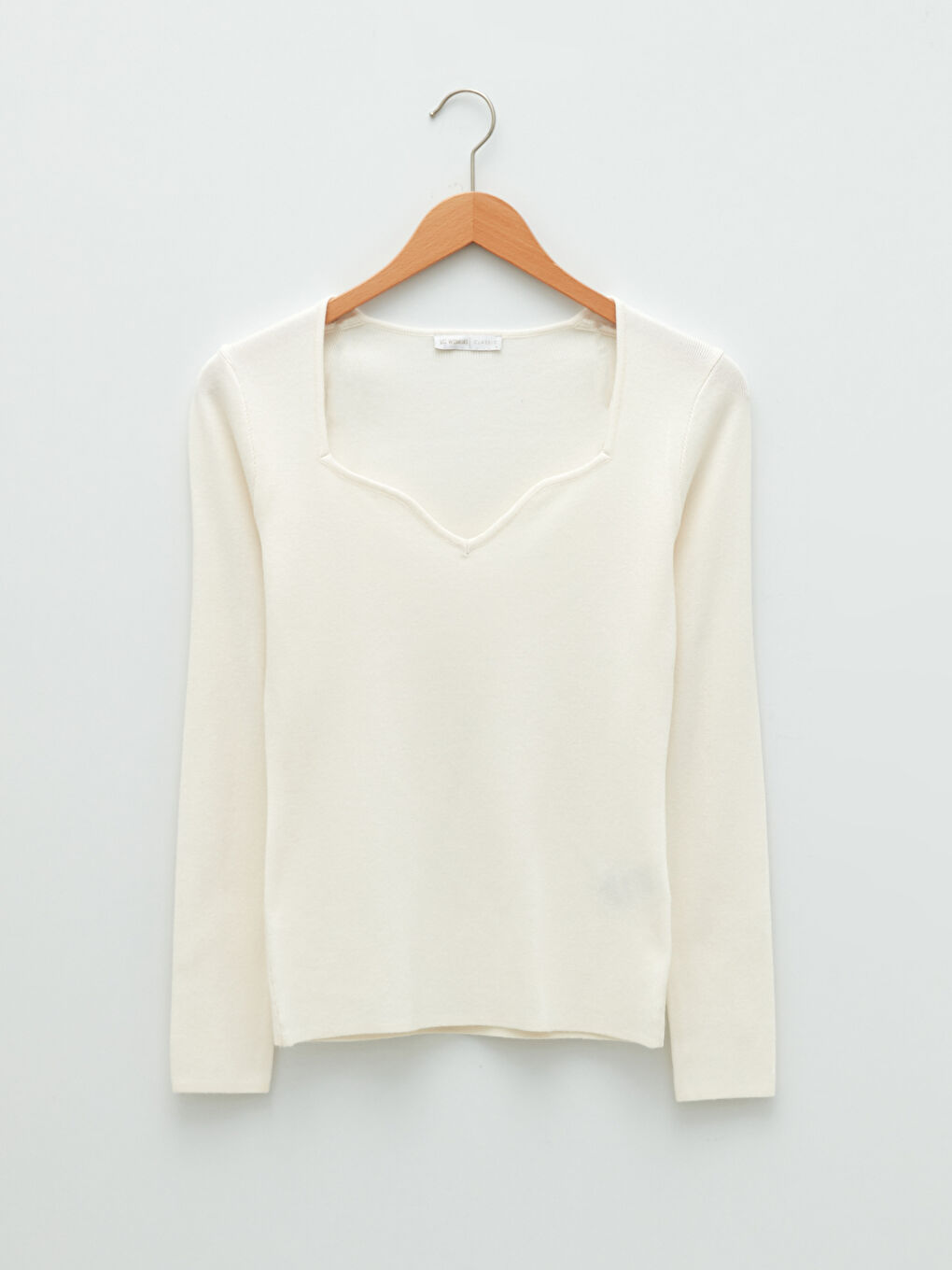 Pull-over à Encolure Carrée Manches Longues pour Femmes-5