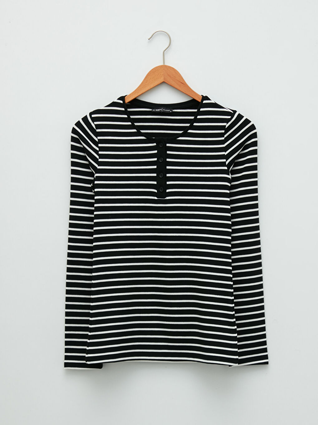 Crew Neck Striped Long Sleeve Women's T-Shirt-6