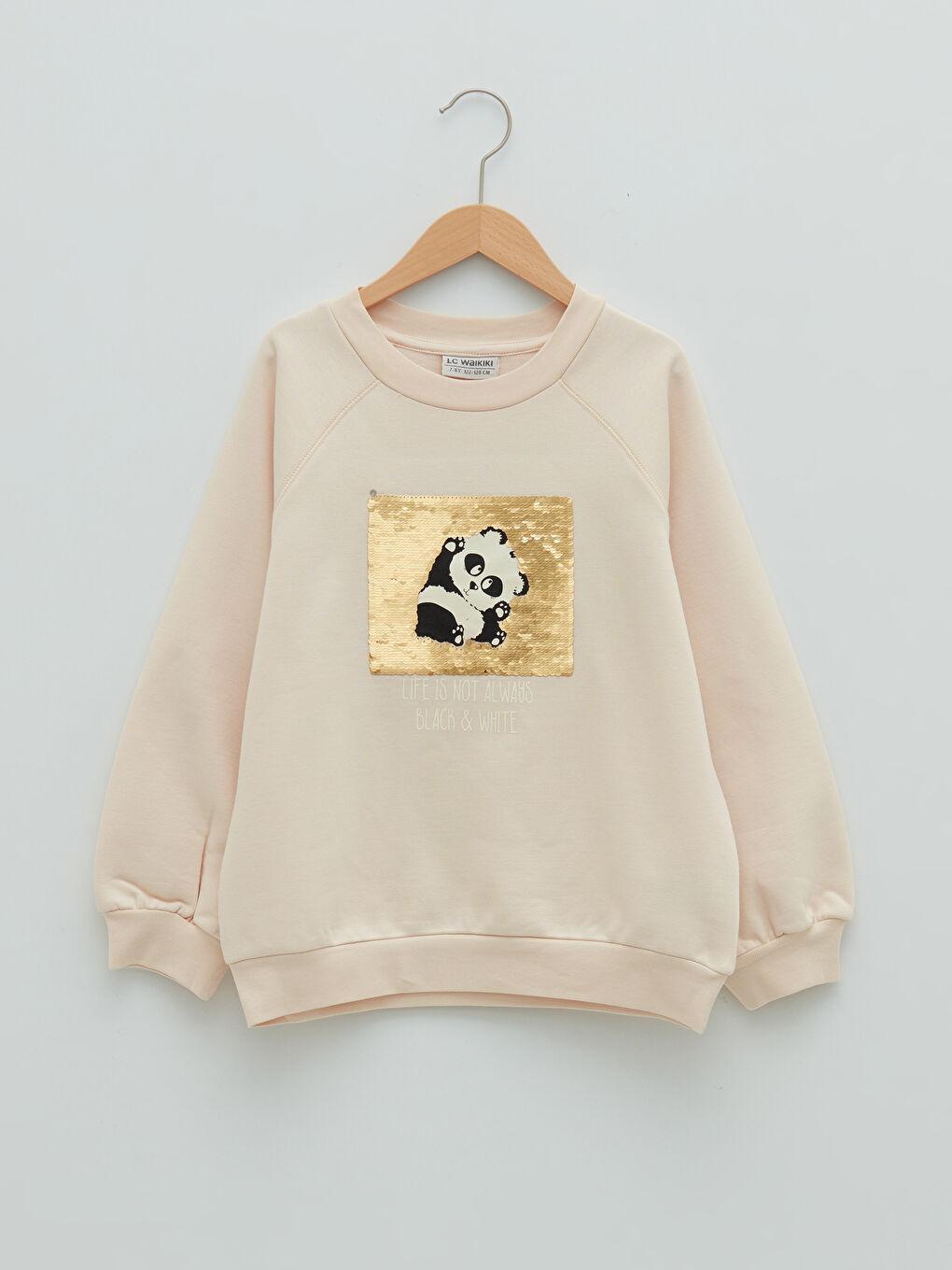 Crew Neck Printed Reversible Sequined Long Sleeve Girls' Sweatshirt
