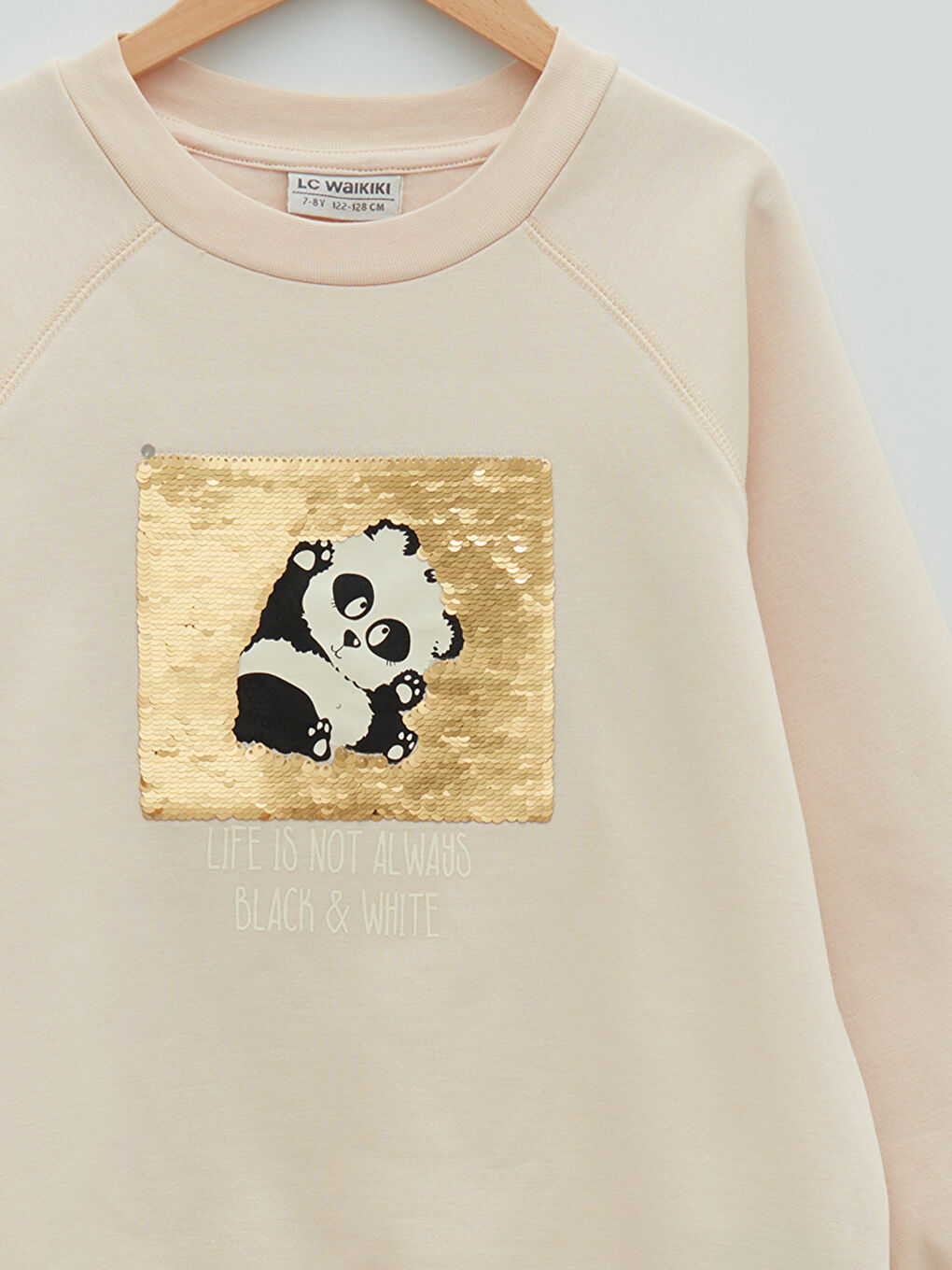 Crew Neck Printed Reversible Sequined Long Sleeve Girls' Sweatshirt-2