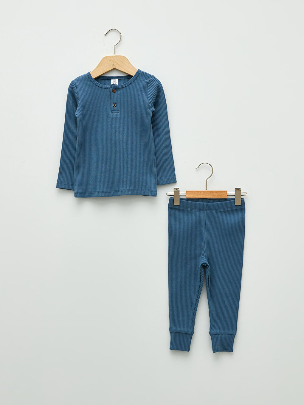 Crew Neck Long Sleeve Basic Baby Boy Pajama Set