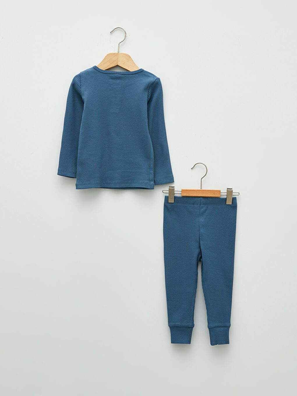 Crew Neck Long Sleeve Basic Baby Boy Pajama Set-1