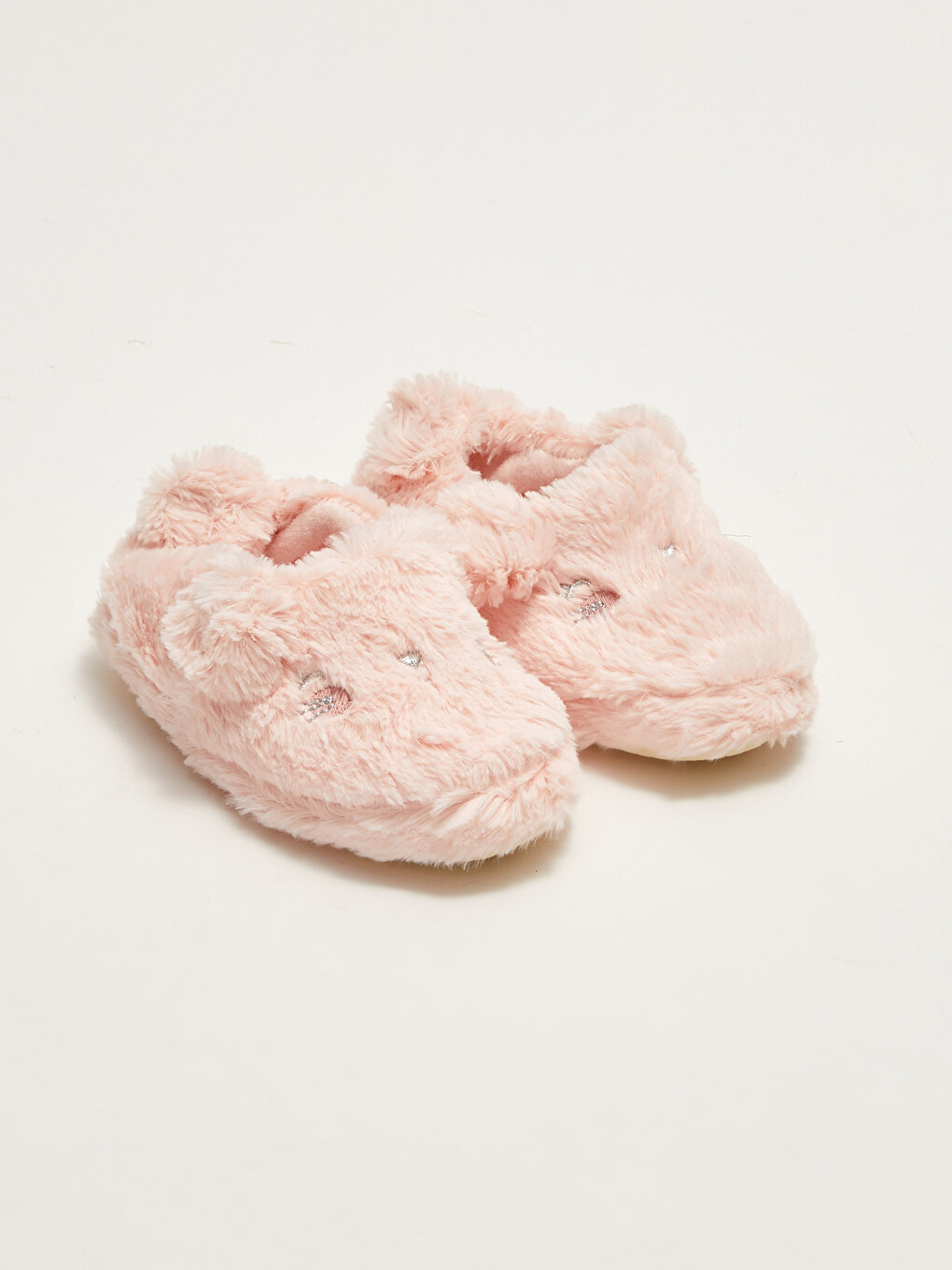 Embroidery Detailed Plush Baby Girl House Shoes