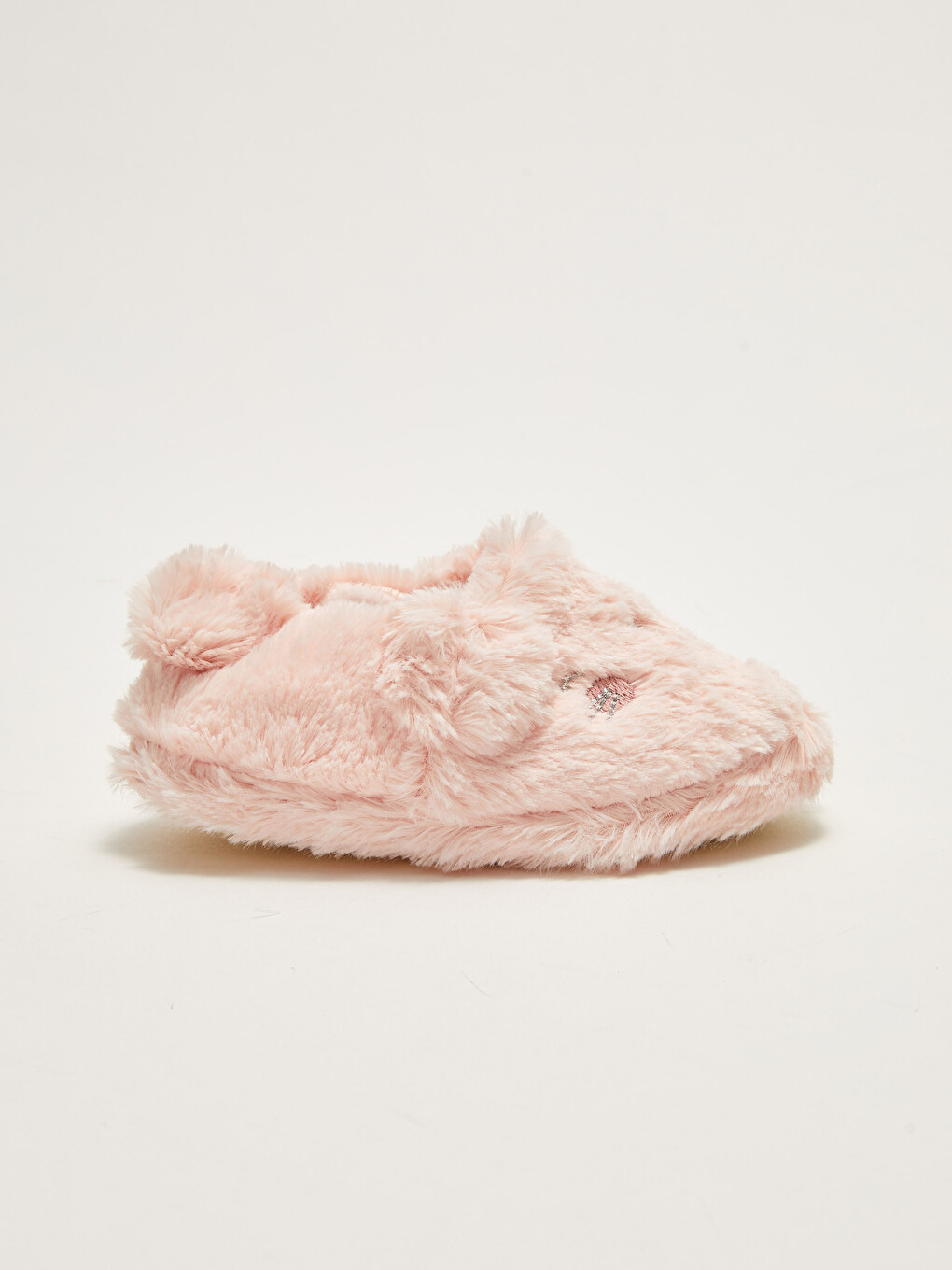 Embroidery Detailed Plush Baby Girl House Shoes-1