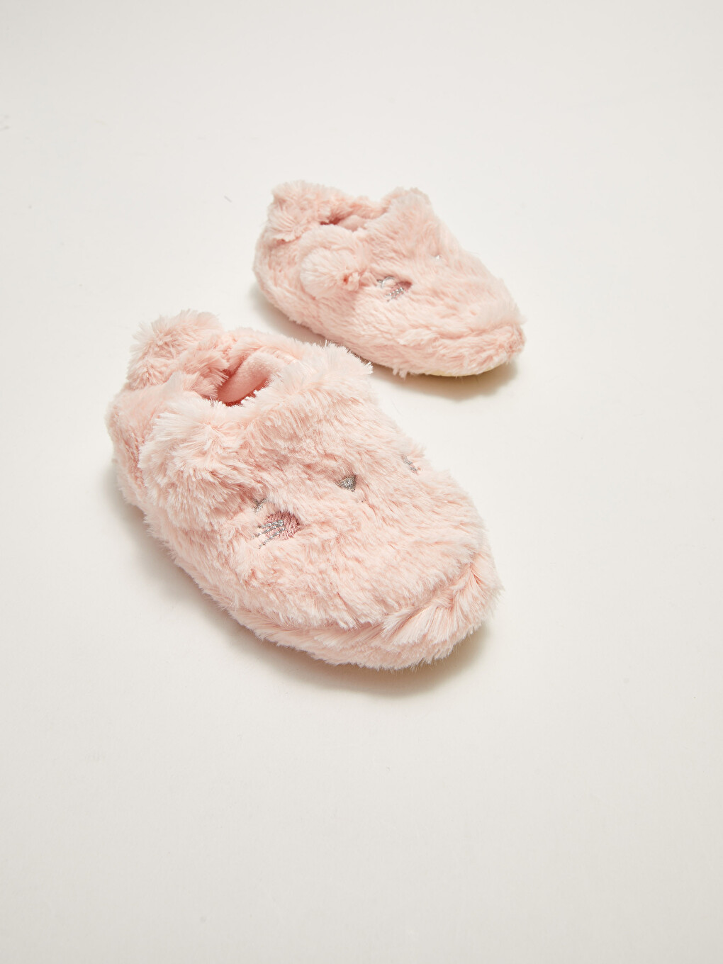 Embroidery Detailed Plush Baby Girl House Shoes-2