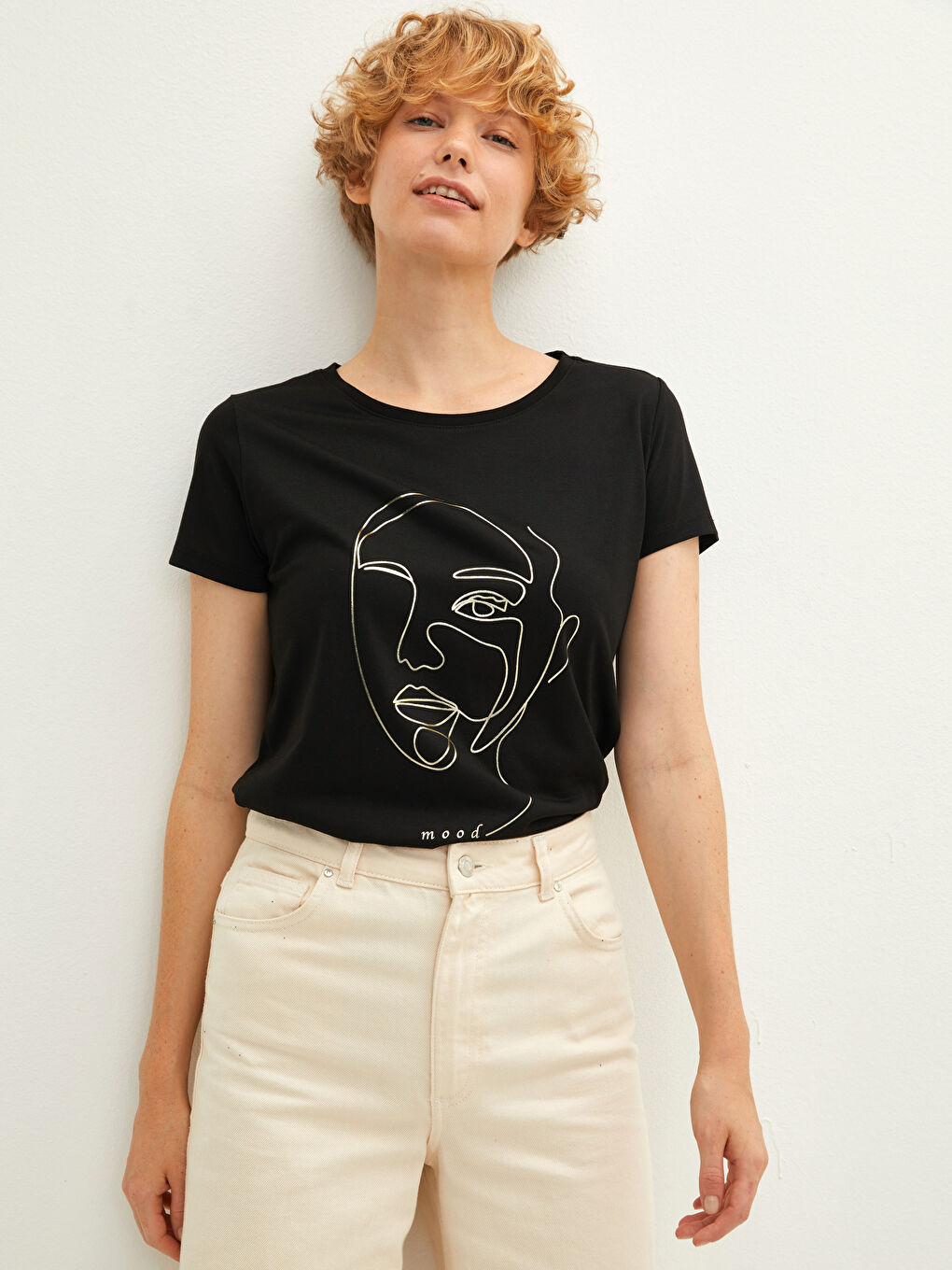 Crew Neck Printed Short Sleeve Women's T-Shirt-1