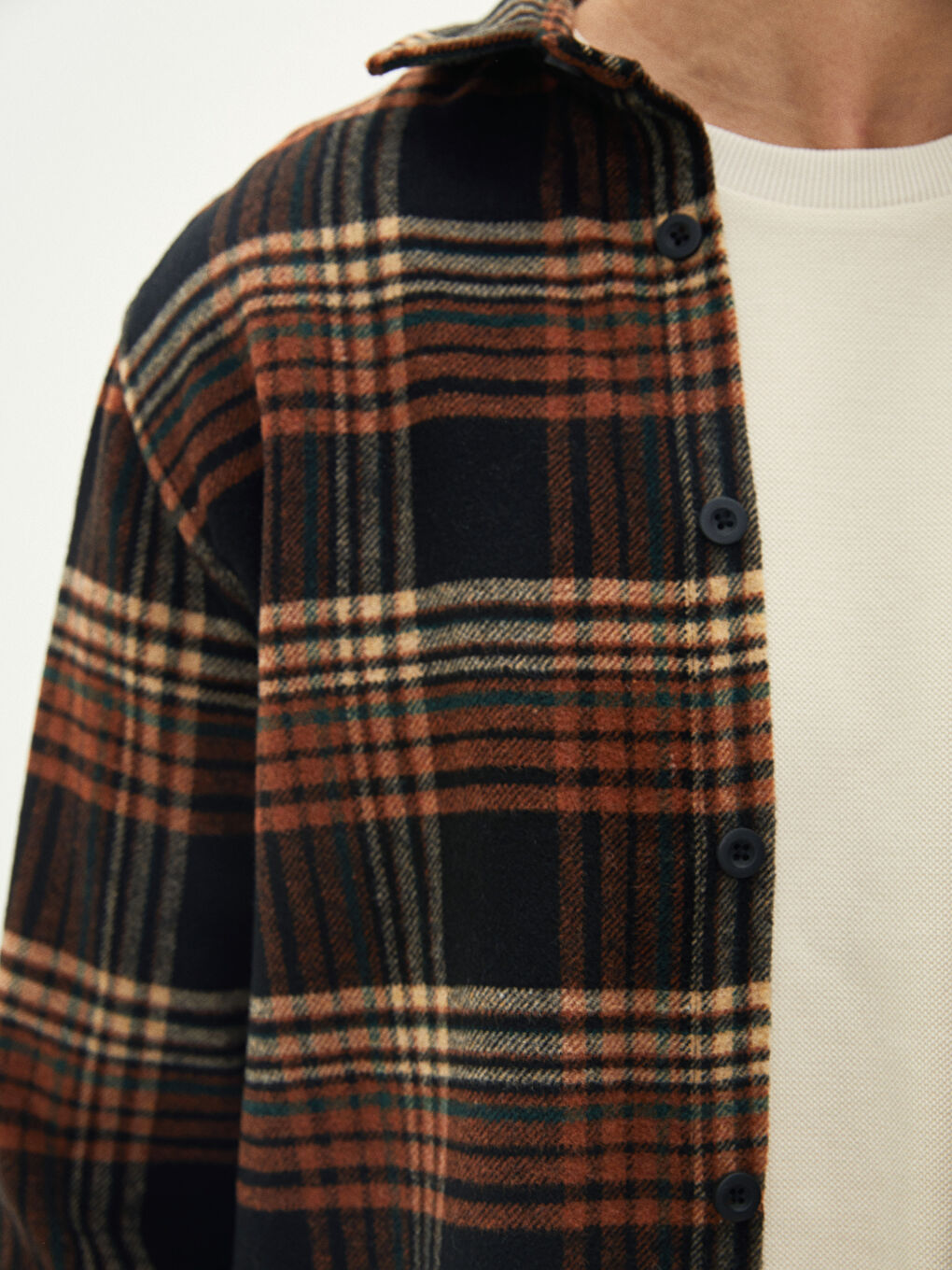 Relaxed Fit Long Sleeve Plaid Men's Flannel Shirt Jacket-2