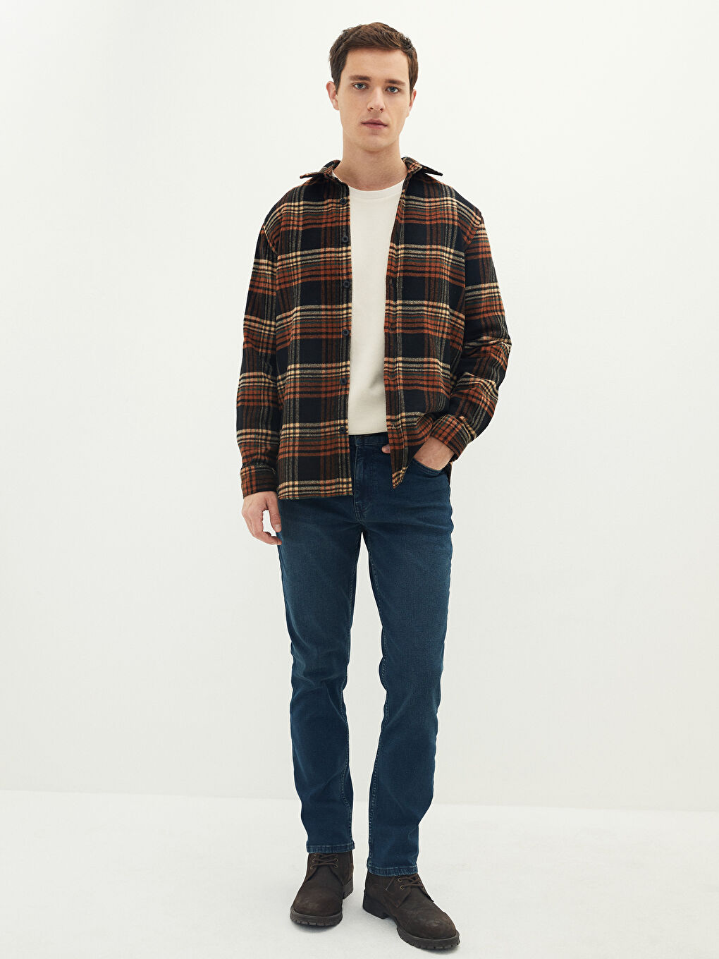 Relaxed Fit Long Sleeve Plaid Men's Flannel Shirt Jacket-3