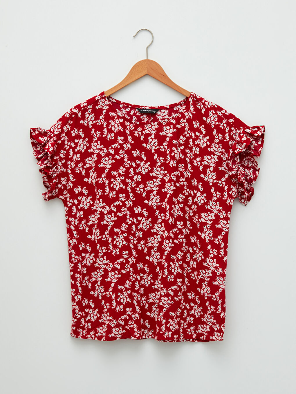 LCWAIKIKI Classic Crew Neck Floral Short Sleeve Viscose Women's Blouse -W1FP17Z8-LTQ