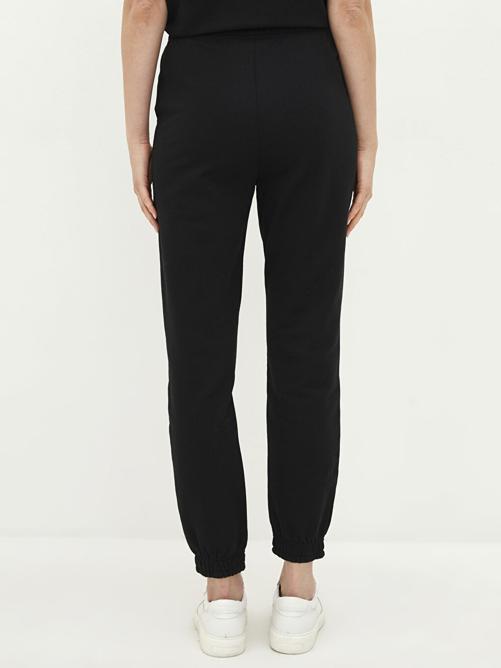 Women's Elastic Waist Plain Cotton Jogger Sweatpants-4