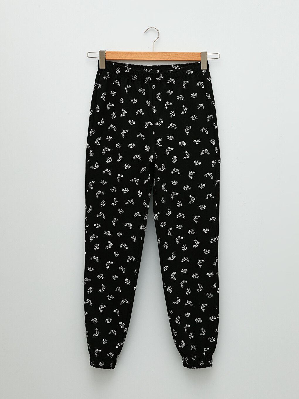 Women's Elastic Waist Patterned Cotton Jogger Sweatpants-4