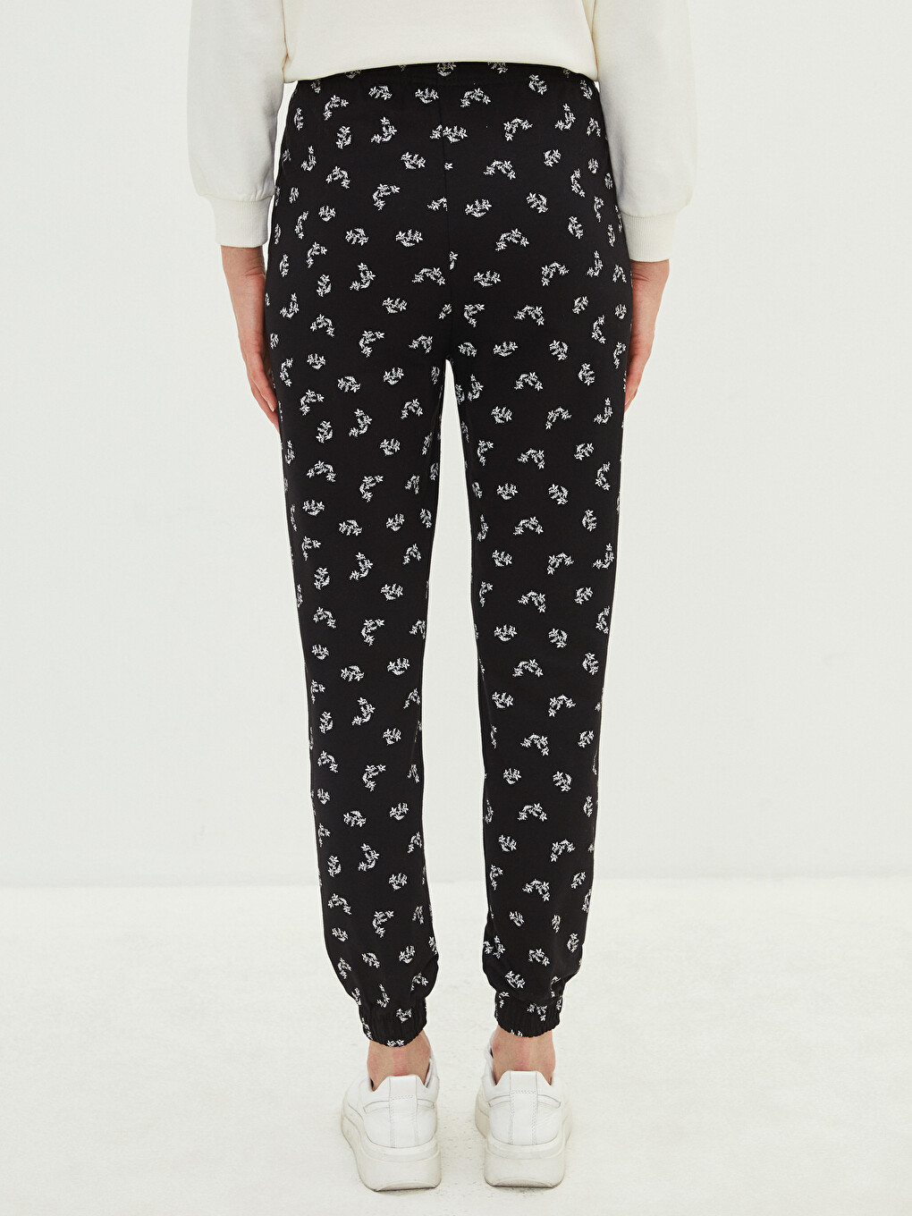 Women's Elastic Waist Patterned Cotton Jogger Sweatpants-2