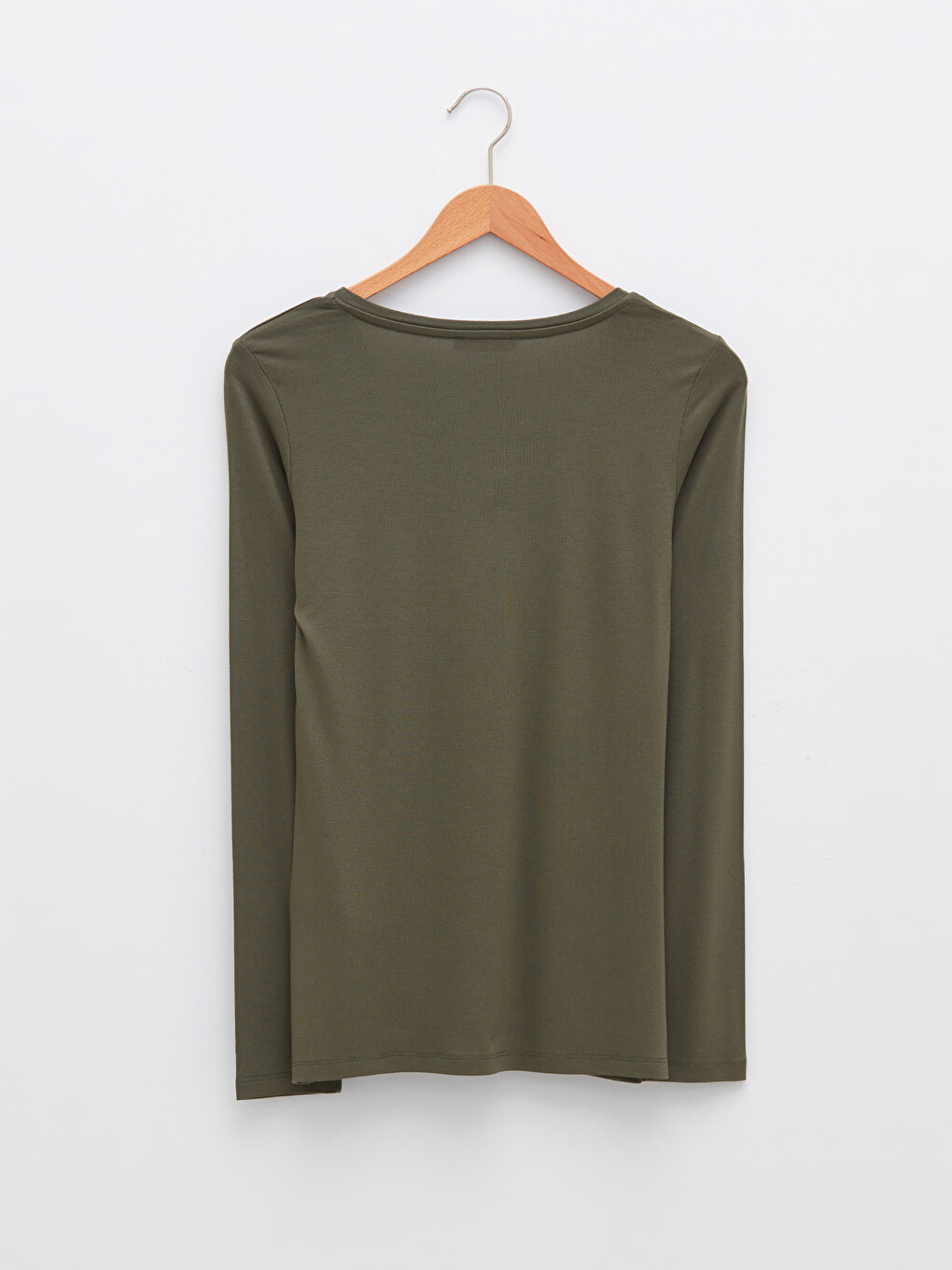 V-Neck Plain Long Sleeve Women's T-Shirt-6