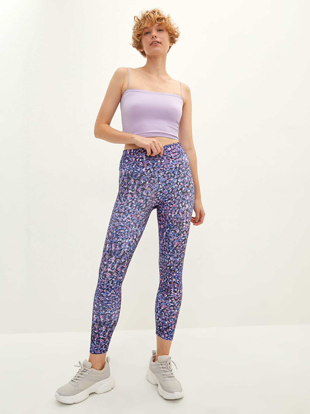 Elastic Waist Patterned Women's Sports Tights