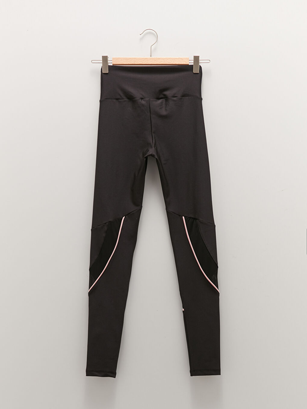 Siyah Kadın Beli Lastikli Düz Spor Tayt-7