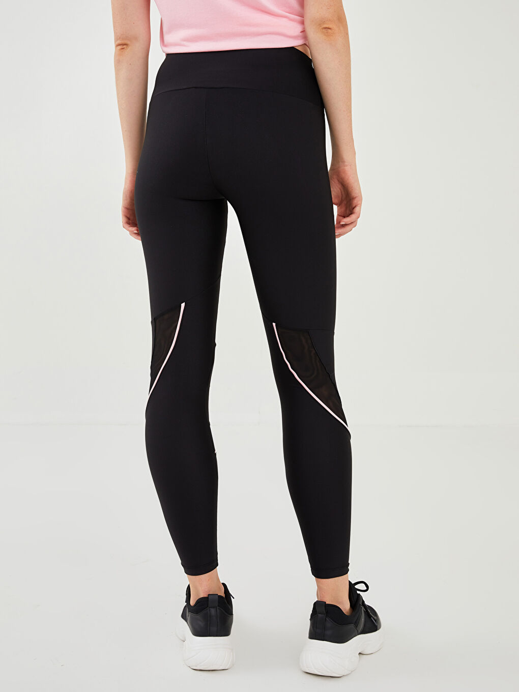 Siyah Kadın Beli Lastikli Düz Spor Tayt-5