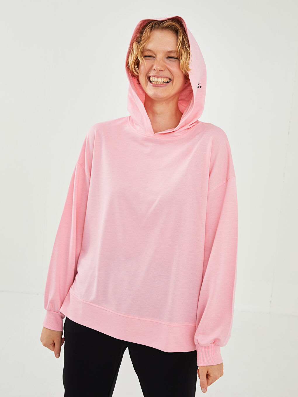 XSIDE ACTIVE Kapüşon Yaka Düz Uzun Kollu Kadın Spor Sweatshirt -W1FQ44Z8-V07