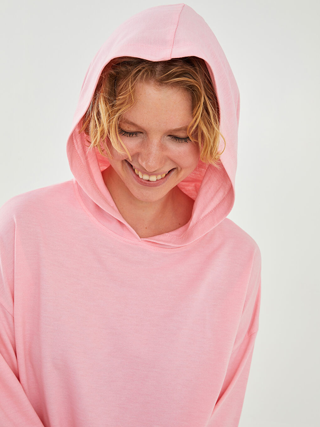 XSIDE ACTIVE Kapüşon Yaka Düz Uzun Kollu Kadın Spor Sweatshirt -W1FQ44Z8-V07