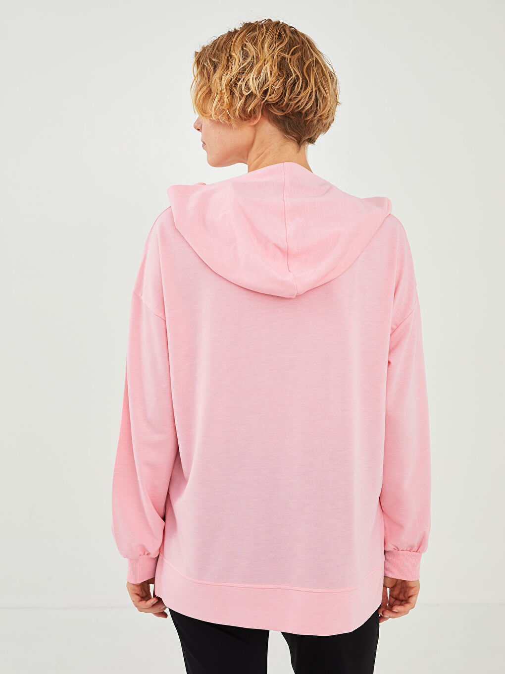 XSIDE ACTIVE Kapüşon Yaka Düz Uzun Kollu Kadın Spor Sweatshirt -W1FQ44Z8-V07
