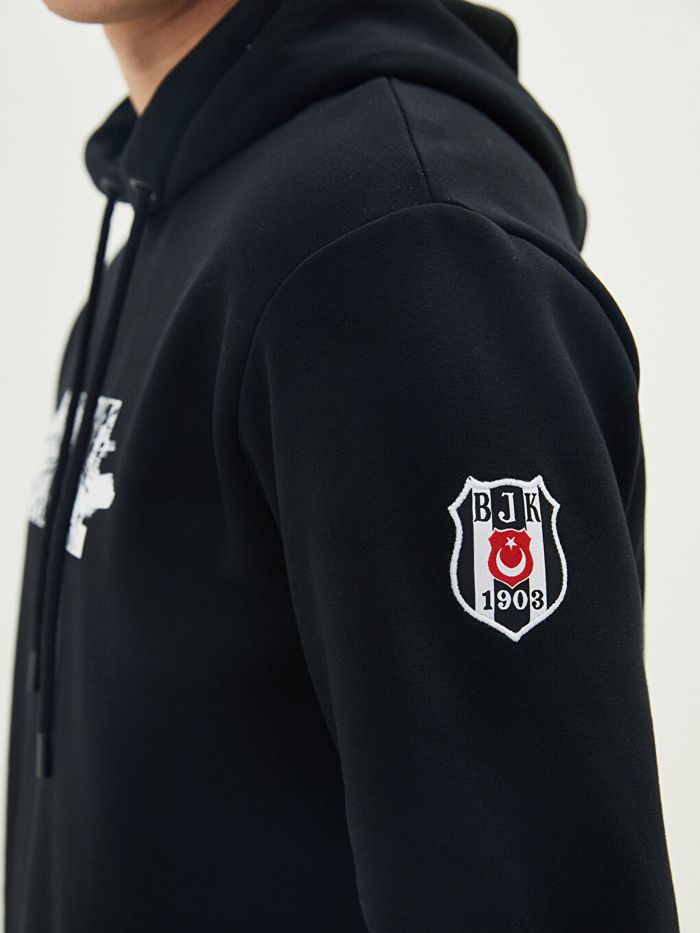 Siyah Uzun Kollu Marvel Baskılı Kalın Erkek Kalın Hoodie-2