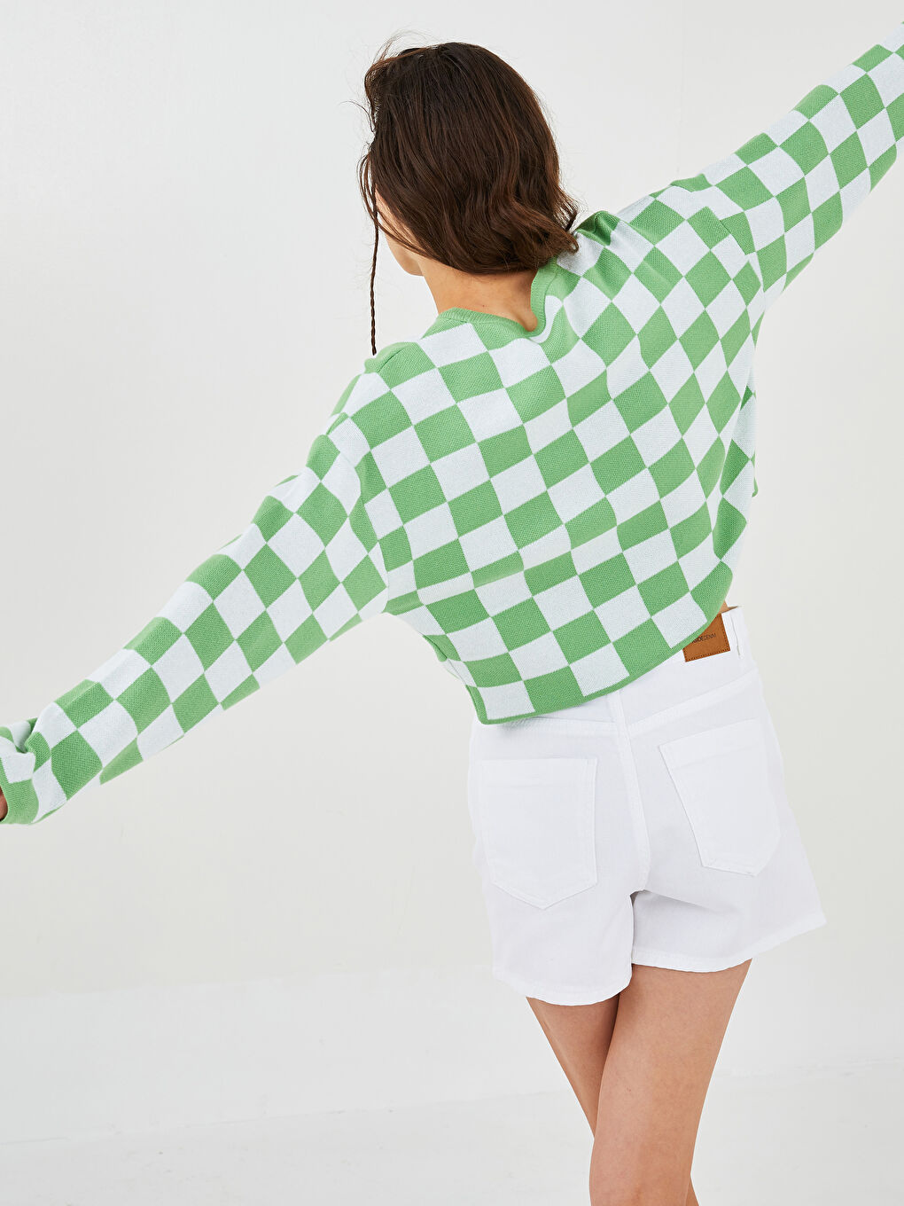 XSIDE Rundhalsausschnitt Karo Langarm Strickpullover für Damen -W1FR58Z8-PZS