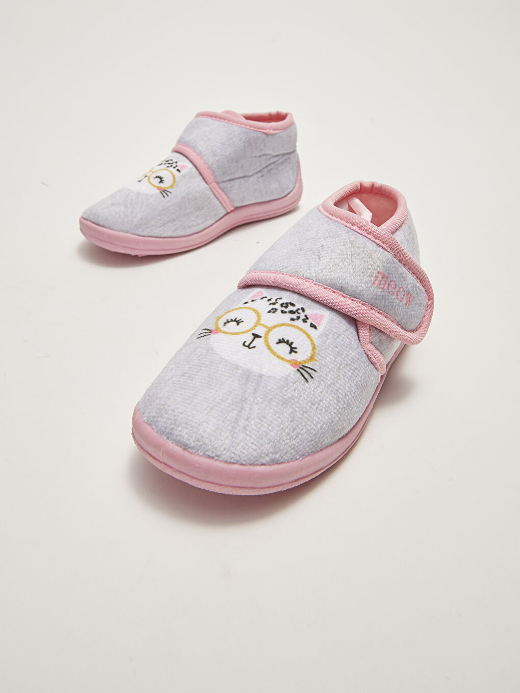 Printed Hook and Loop Plush Girl's Slippers -W1FR76Z4-S0K