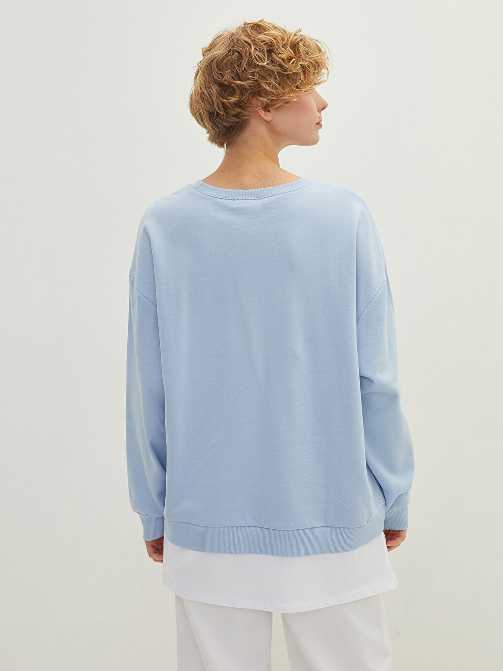 Mavi Bisiklet Yaka Baskılı Uzun Kollu Kadın Sweatshirt-4