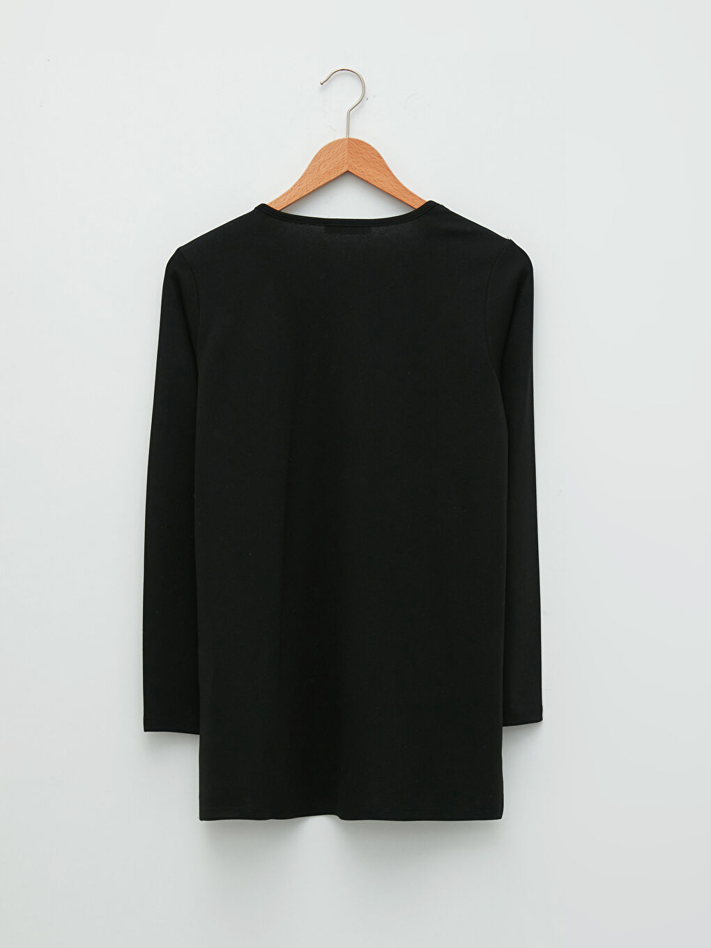 Siyah V Yaka Düz Uzun Kollu Kadın Bluz-6