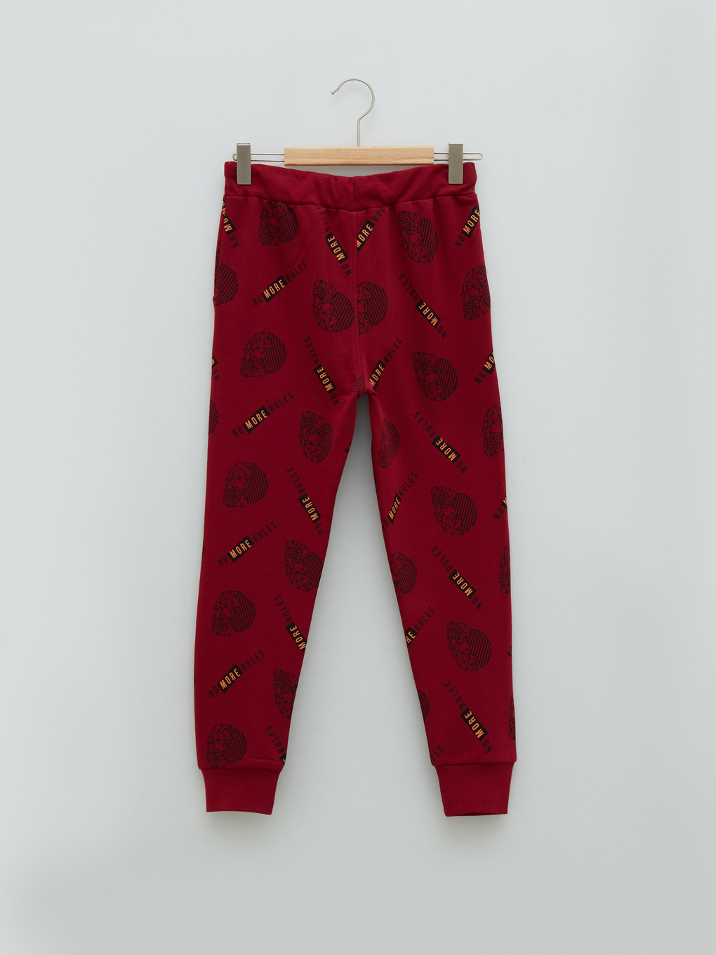 Bordo Beli Lastikli Baskılı Erkek Çocuk Jogger Eşofman Altı-1