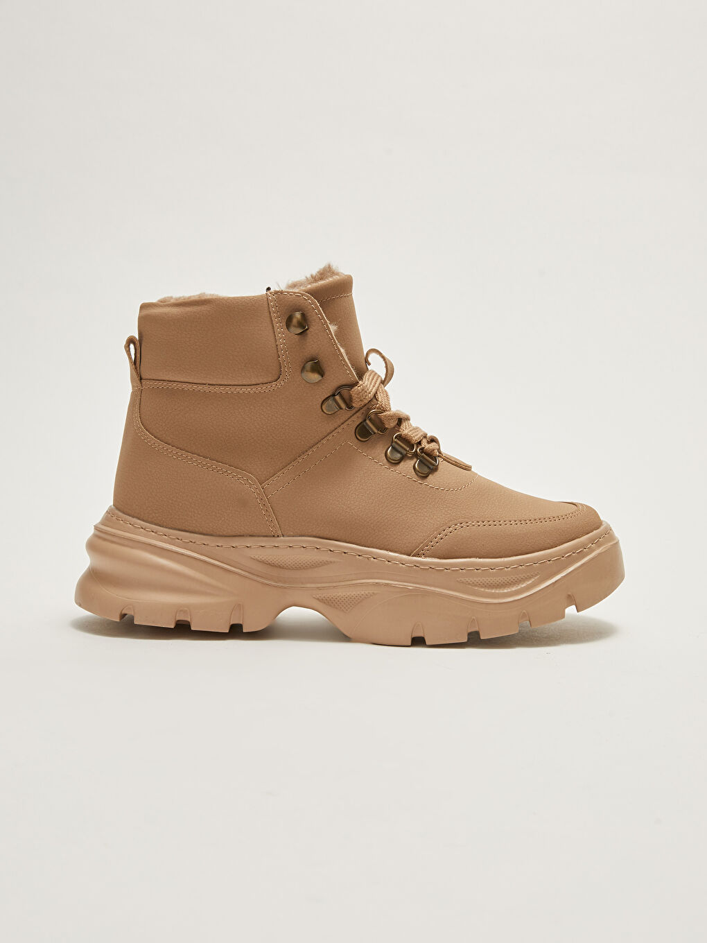 Leather Look Lace-up Thick Soled Women's Snow Boots-1