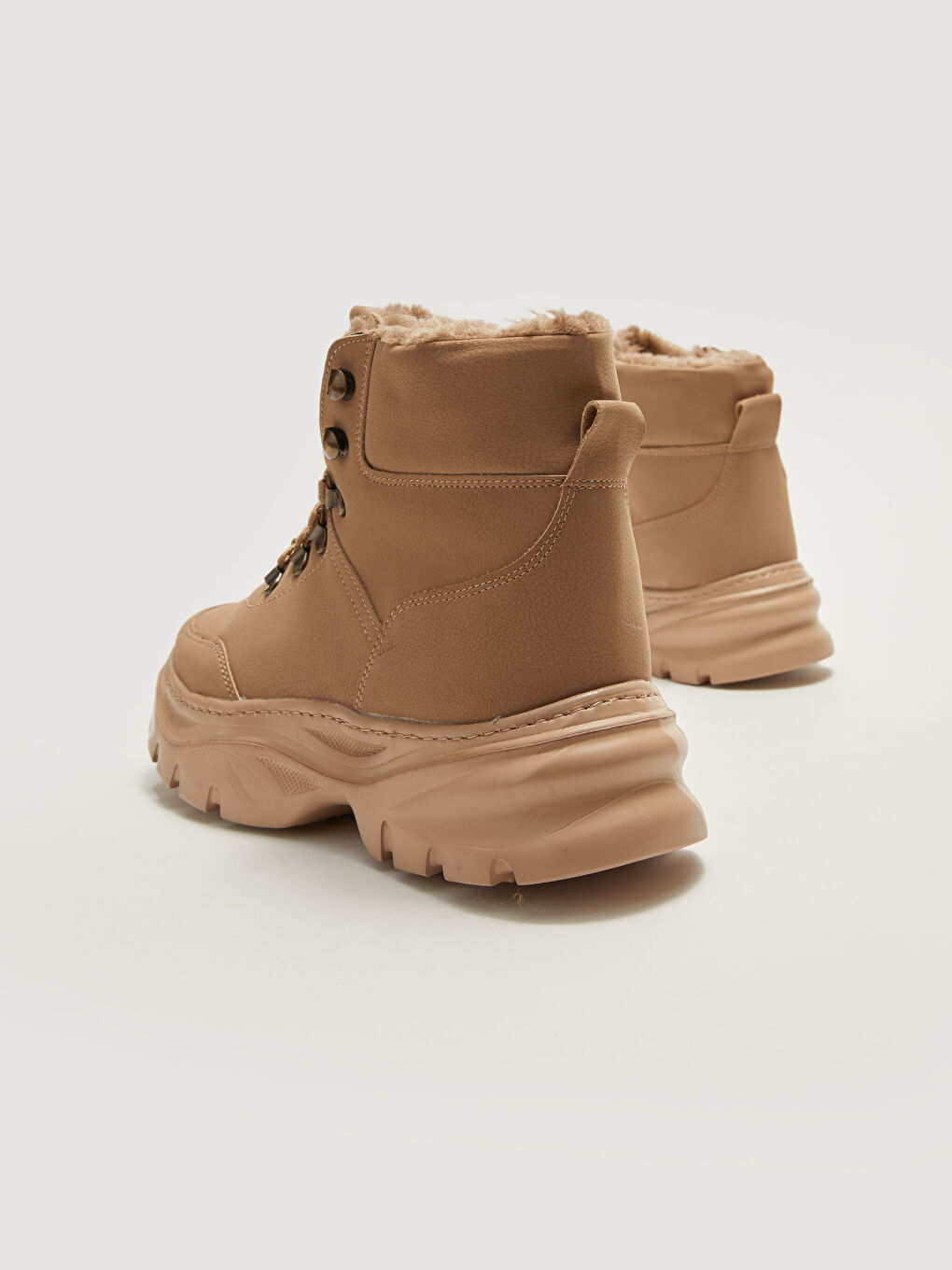 Leather Look Lace-up Thick Soled Women's Snow Boots-4