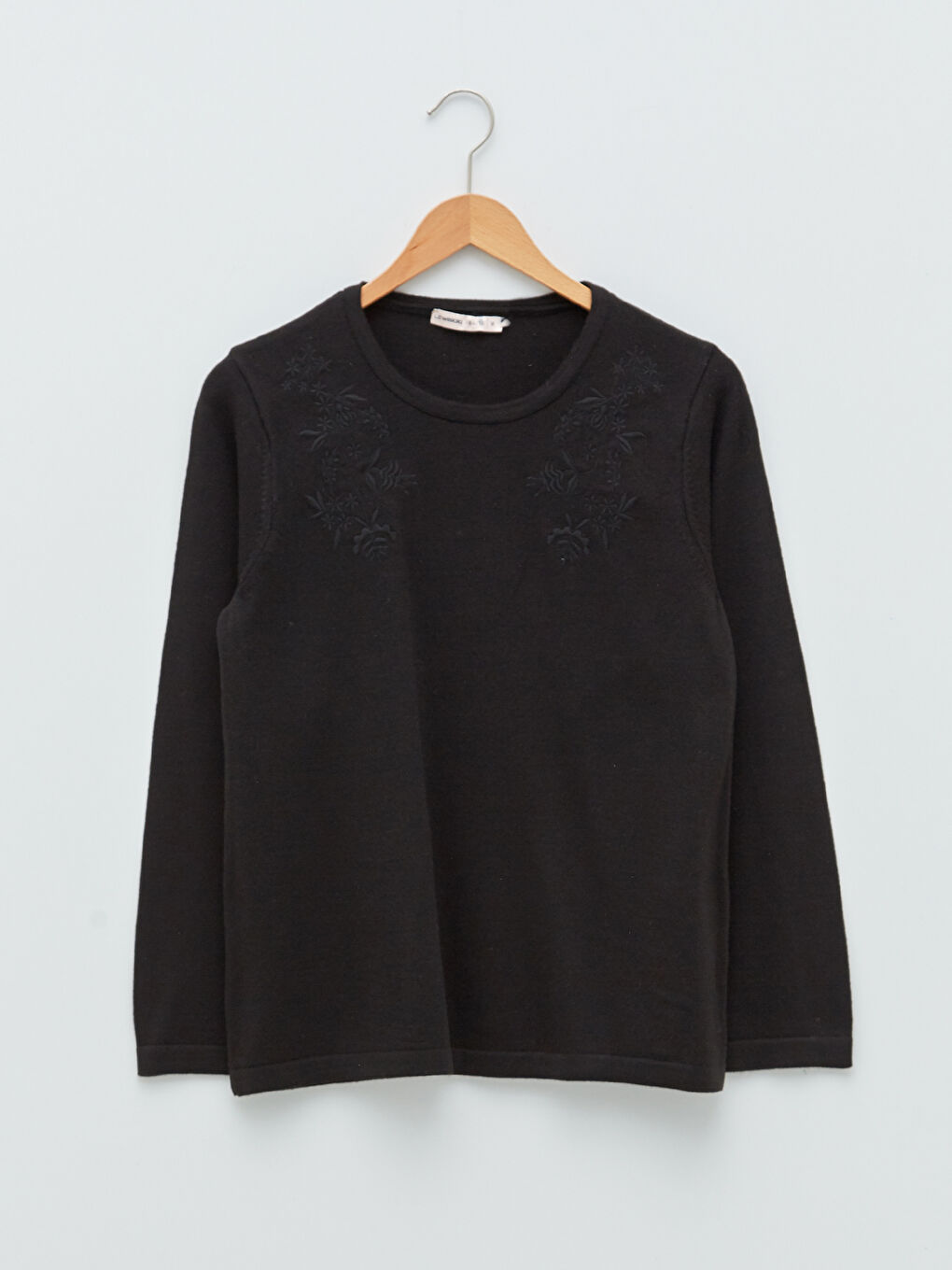 Crew Neck Floral Embroidery Long Sleeve Women's Knitwear Sweater-5