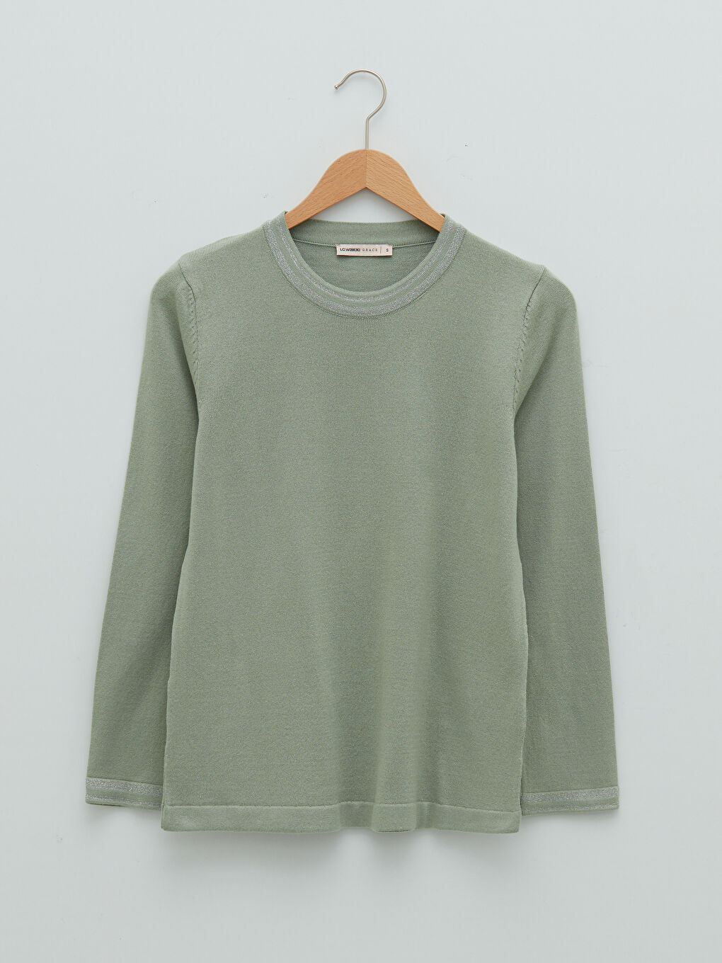 LCW Grace Crew Neck Stripe Detailed Long Sleeve Women's Tricot Sweater -W1FT03Z8-RYZ