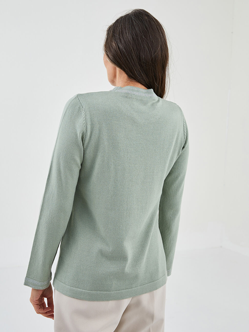 LCW Grace Crew Neck Stripe Detailed Long Sleeve Women's Tricot Sweater -W1FT03Z8-RYZ